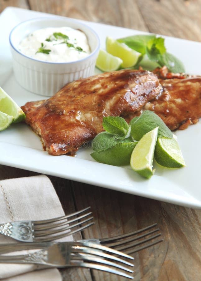 Roasted salmon with hoisin glaze