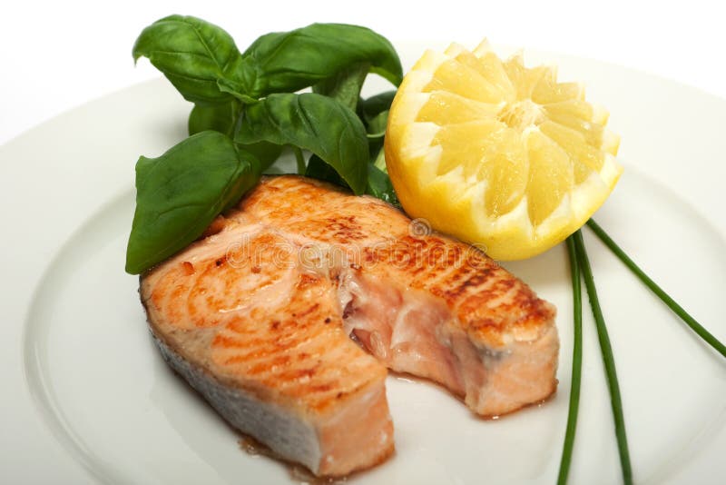 Roasted salmon steak