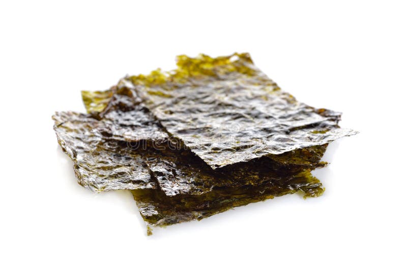 Roasted Seaweed with Salted Seasoning on White Background Stock Image