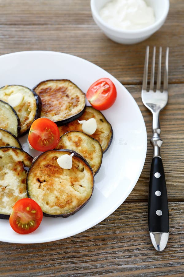 Roasted Slices of Eggplant with Garlic Stock Photo Image of roasted