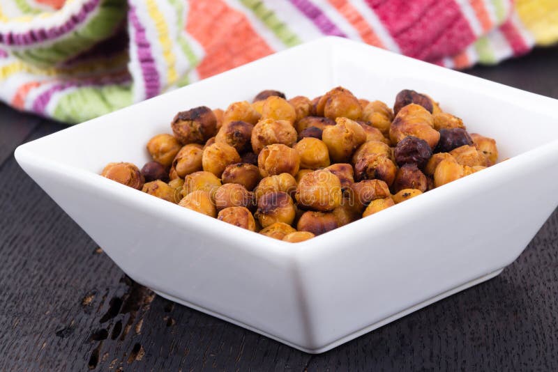 Roasted spicy Seasoned Chick Peas snack royalty free stock image