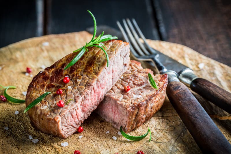 Roasted Steak with Herbs and Spices Stock Photo Image of roast