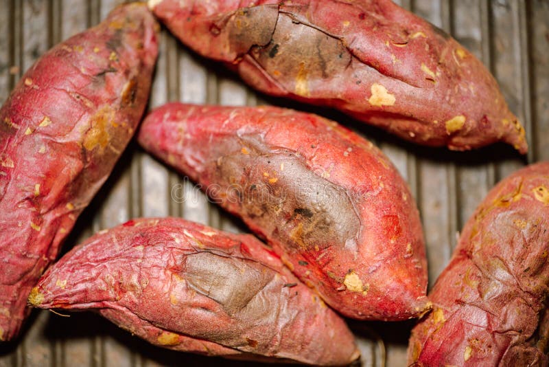 Roasted Sweet Potato Food, a Traditional Korean Winter Snack Stock