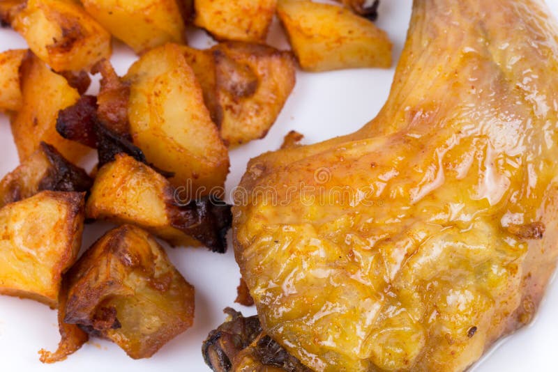 Roasted Thighs and Drumsticks with Potatoes Stock Image Image of