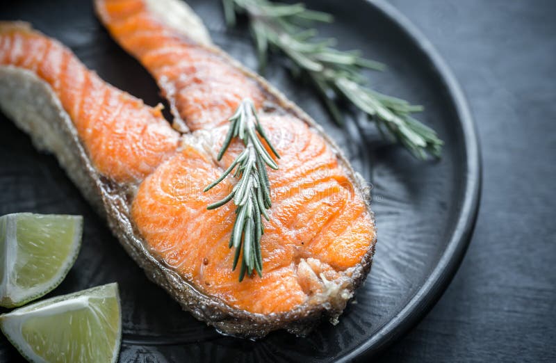Roasted Trout Steak with Fresh Rosemary Stock Photo Image of prepared