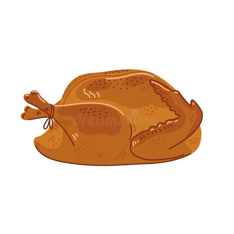 Roasted turkey. Cooked whole festive turkey on white background. stock illustration