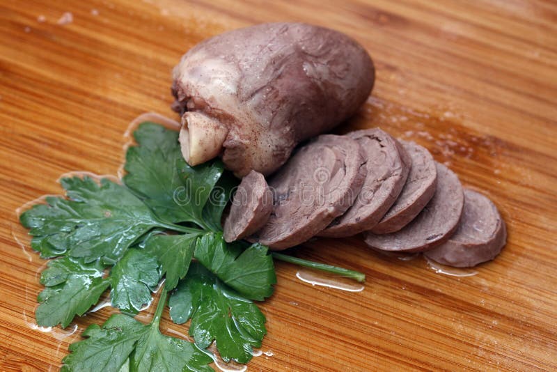 Roasted turkey heart closeup