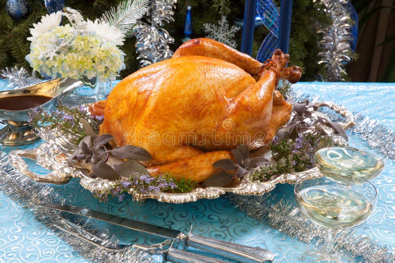 Roasted Turkey for White Christmas stock photo Roasted Turkey for White Christmas stock photo