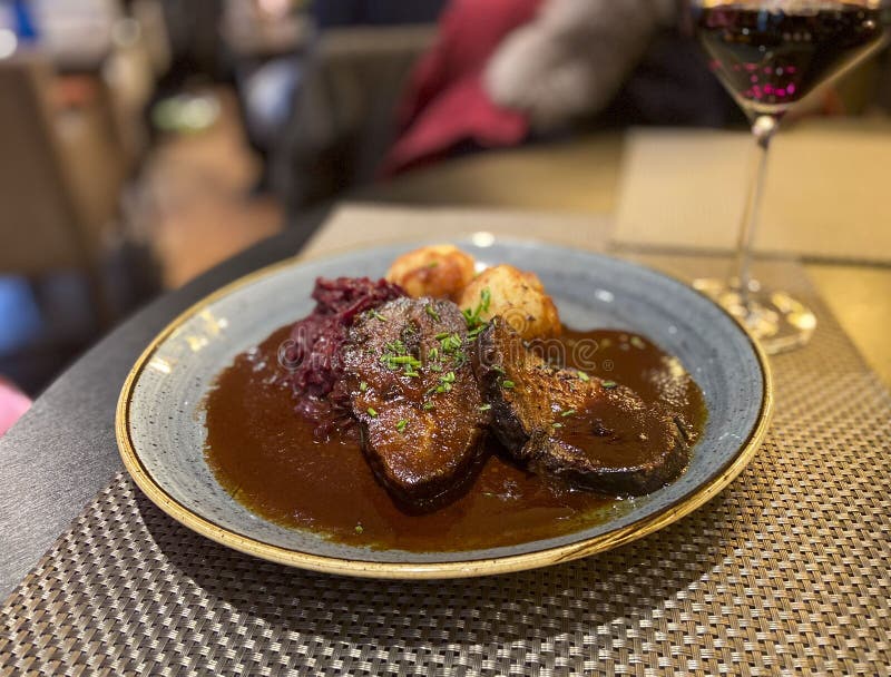 Roasted veal with sauce stock image. Image of fried 174530041