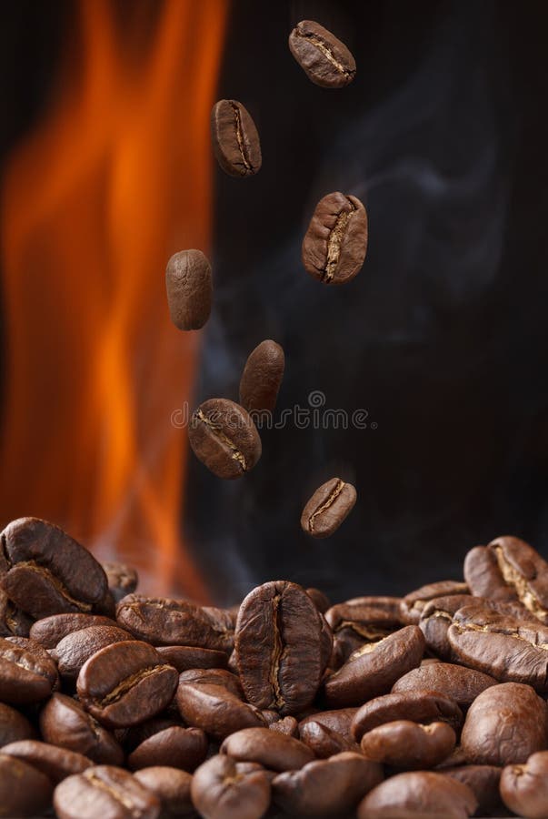 Roasting coffee with smoke stock photo. Image of move 86227356