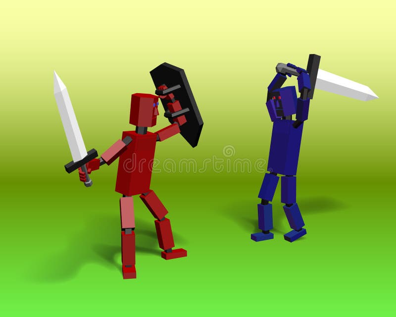 Robôs da batalha com espadas ilustração stock Robôs da batalha com espadas ilustração stock