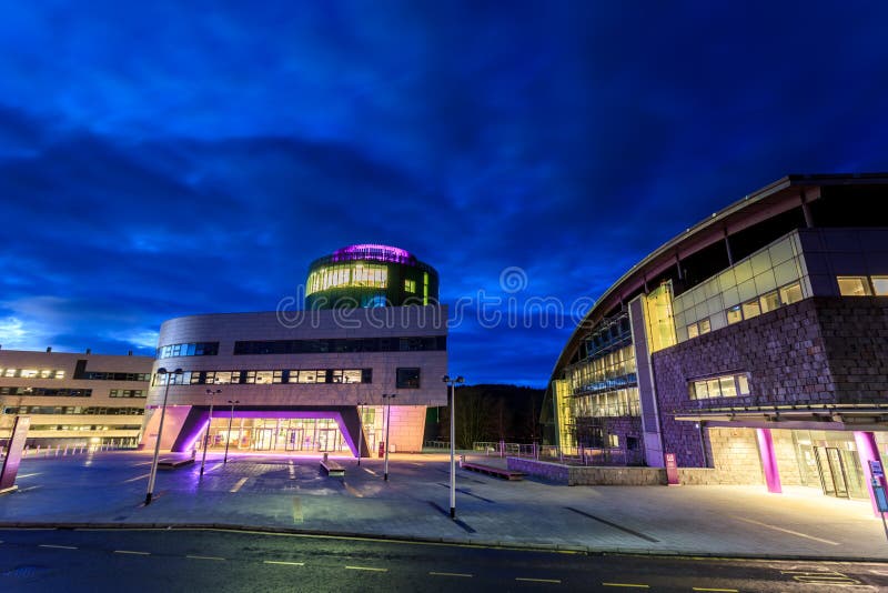 The Robert Gordon University (RGU) in Aberdeen during sunrise. ABERDEEN SCOTLAND – 9 FEBRUARY 2015 The Robert Gordon University (RGU) in Aberdeen during stock photography