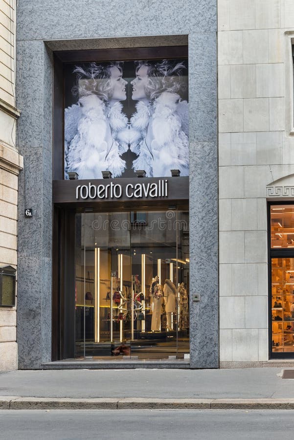 Roberto Cavalli Shop in the City Center of Milan. Symbol and Concept of ...