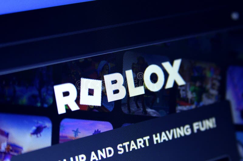 Roblox company logo on a website with blurry stock market