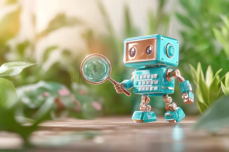 Robot Analyzing Customer Reviews with AI for Better Marketing Optimization vector illustration