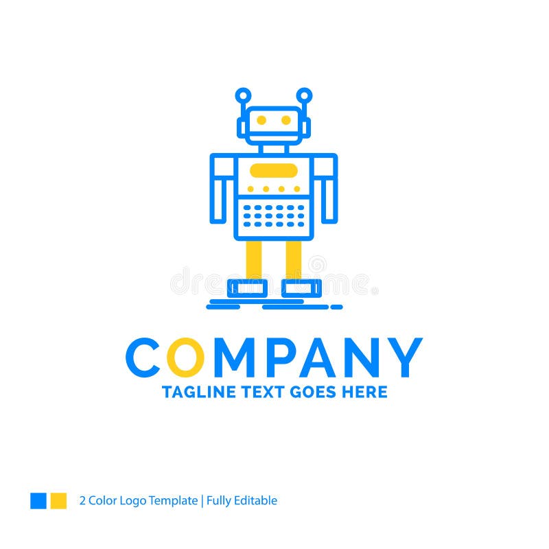 Robot, Android, artificial, bot, technology Blue Yellow Business stock illustration
