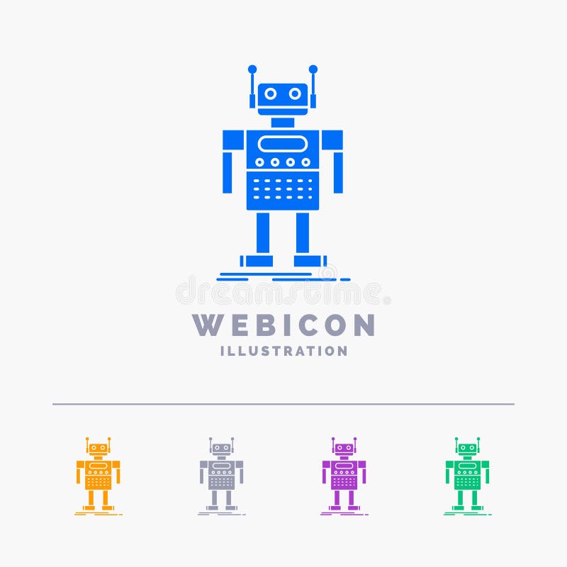 Robot, Android, artificial, bot, technology 5 Color Glyph Web Icon Template isolated on white. Vector illustration vector illustration