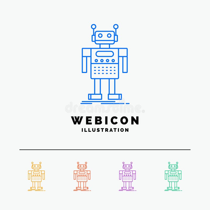 Robot, Android, artificial, bot, technology 5 Color Line Web Icon Template isolated on white. Vector illustration vector illustration