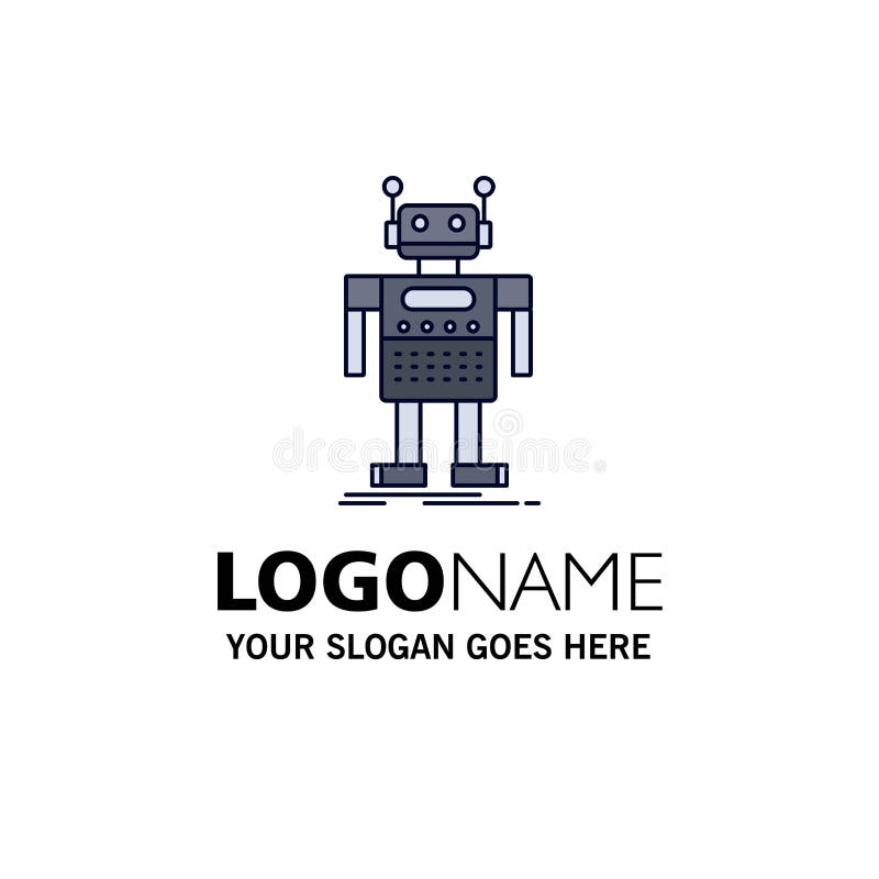 Robot, Android, artificial, bot, technology Flat Color Icon Vector stock illustration