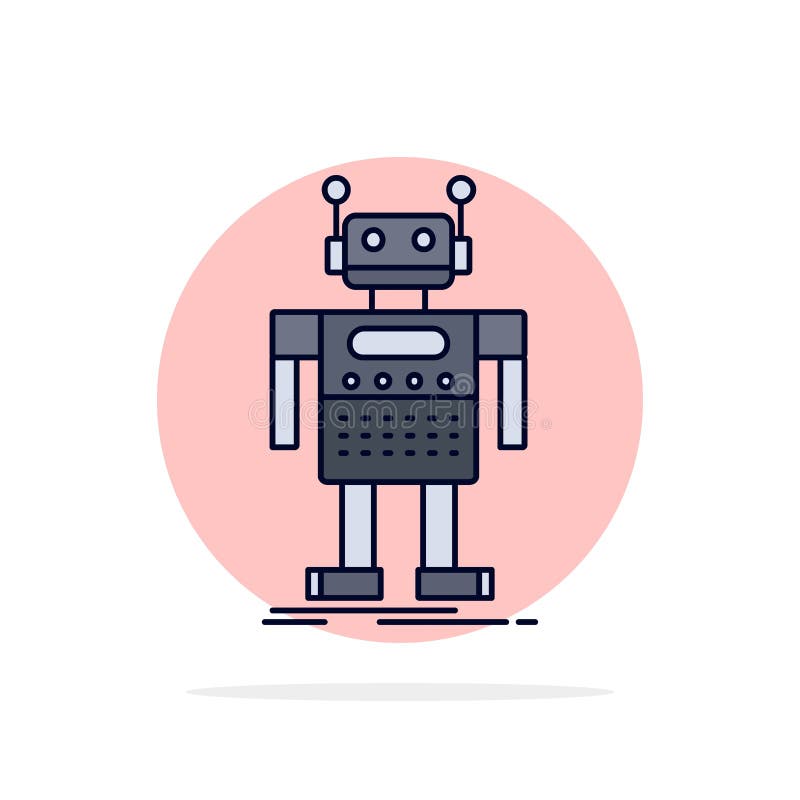 Robot, Android, artificial, bot, technology Flat Color Icon Vector royalty free illustration