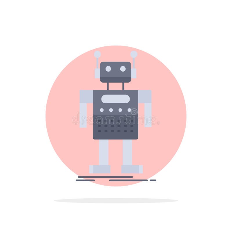 Robot, Android, artificial, bot, technology Flat Color Icon Vector stock illustration