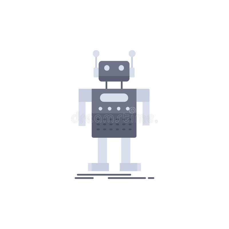 Robot, Android, artificial, bot, technology Flat Color Icon Vector vector illustration