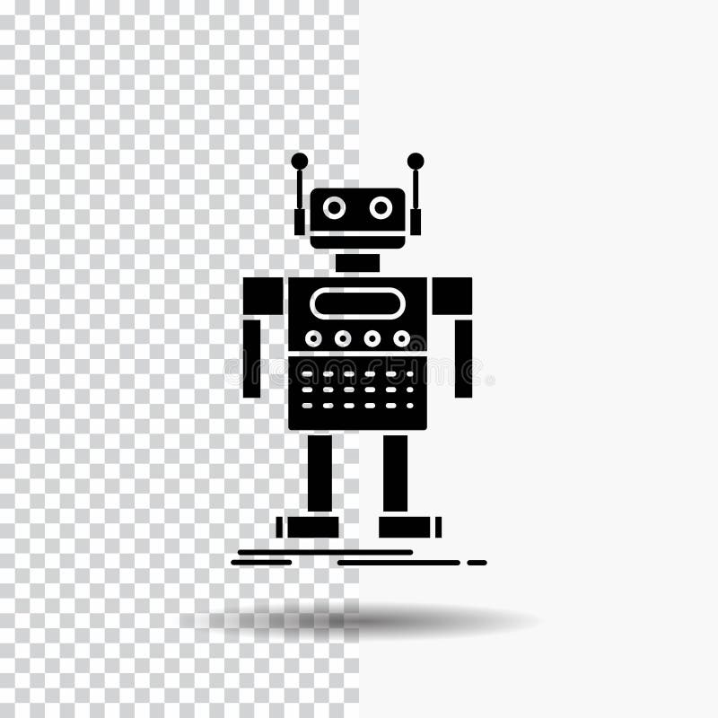 Robot, Android, artificial, bot, technology Glyph Icon on Transparent Background. Black Icon stock illustration