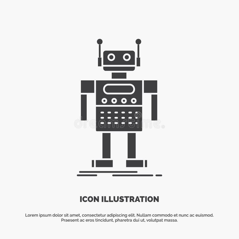 Robot, Android, artificial, bot, technology Icon. glyph vector gray symbol for UI and UX, website or mobile application stock illustration
