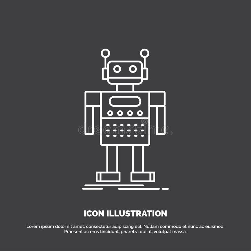 Robot, Android, artificial, bot, technology Icon. Line vector symbol for UI and UX, website or mobile application vector illustration