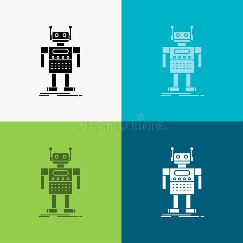 Robot, Android, artificial, bot, technology Icon Over Various Background. glyph style design, designed for web and app. Eps 10 vector illustration