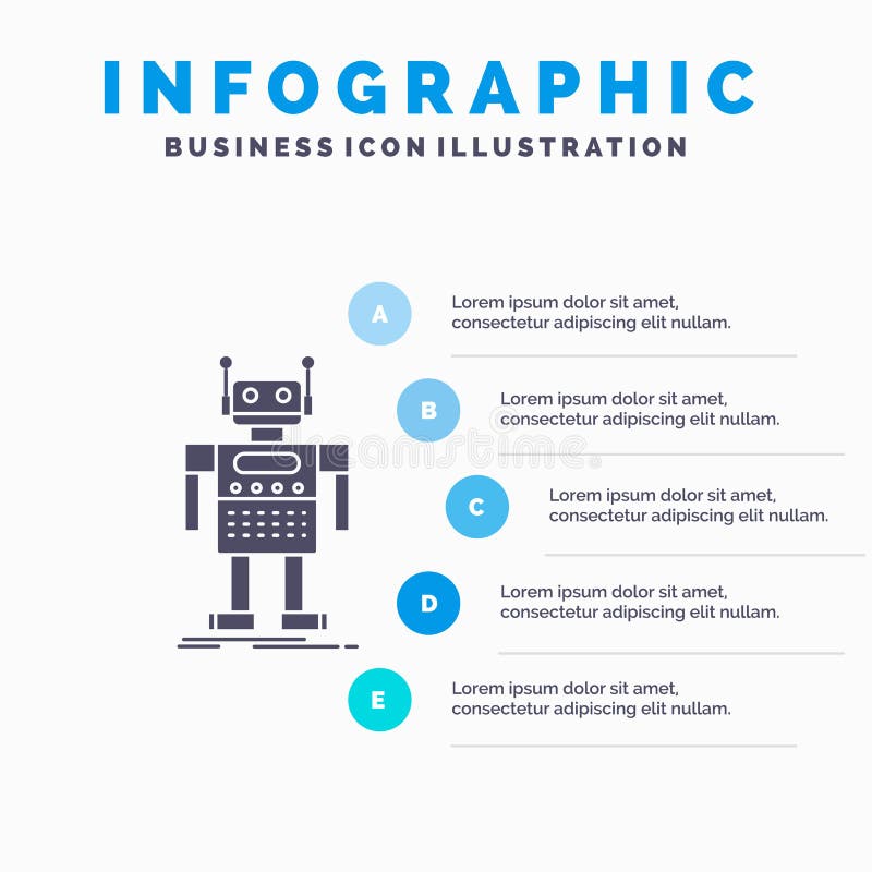 Robot, Android, artificial, bot, technology Infographics Template for Website and Presentation. GLyph Gray icon with Blue vector illustration