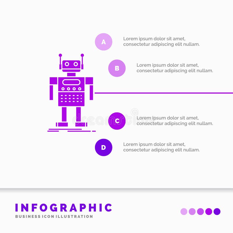 Robot, Android, artificial, bot, technology Infographics Template for Website and Presentation. GLyph Purple icon infographic royalty free illustration