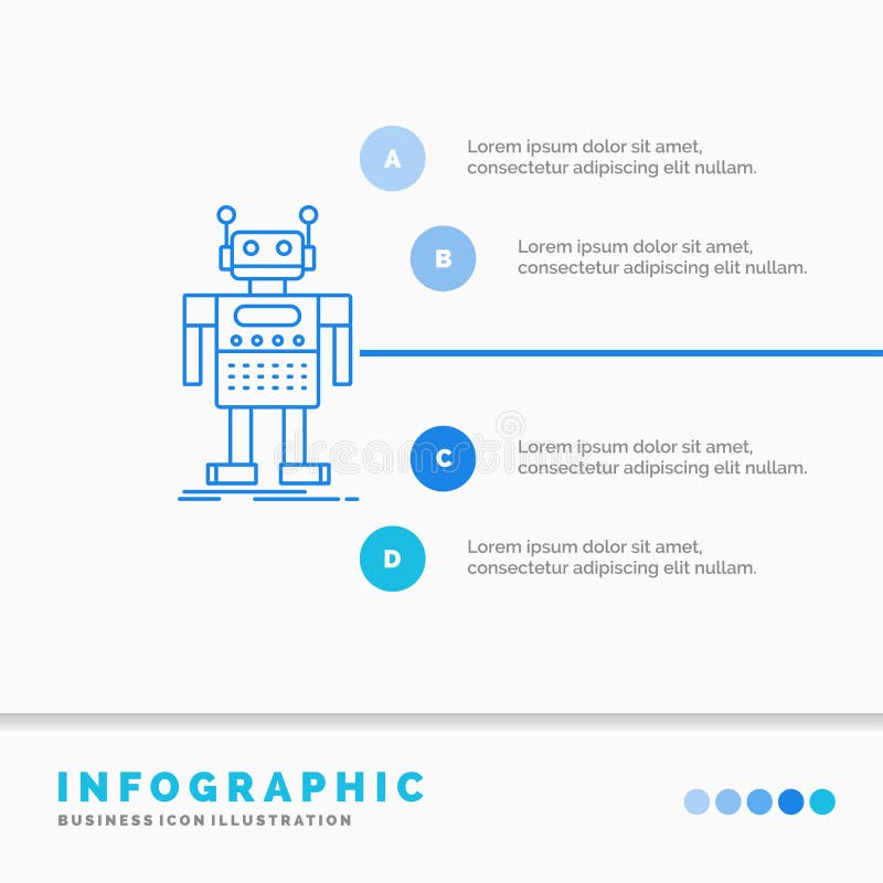 Robot, Android, artificial, bot, technology Infographics Template for Website and Presentation. Line Blue icon infographic style stock illustration