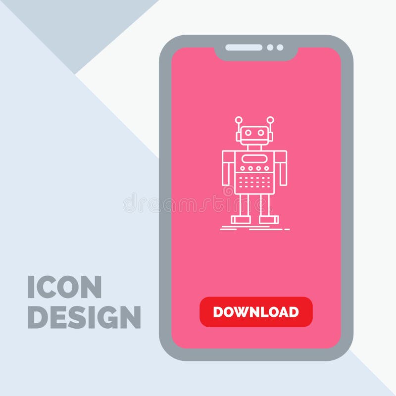 Robot, Android, artificial, bot, technology Line Icon in Mobile for Download Page vector illustration