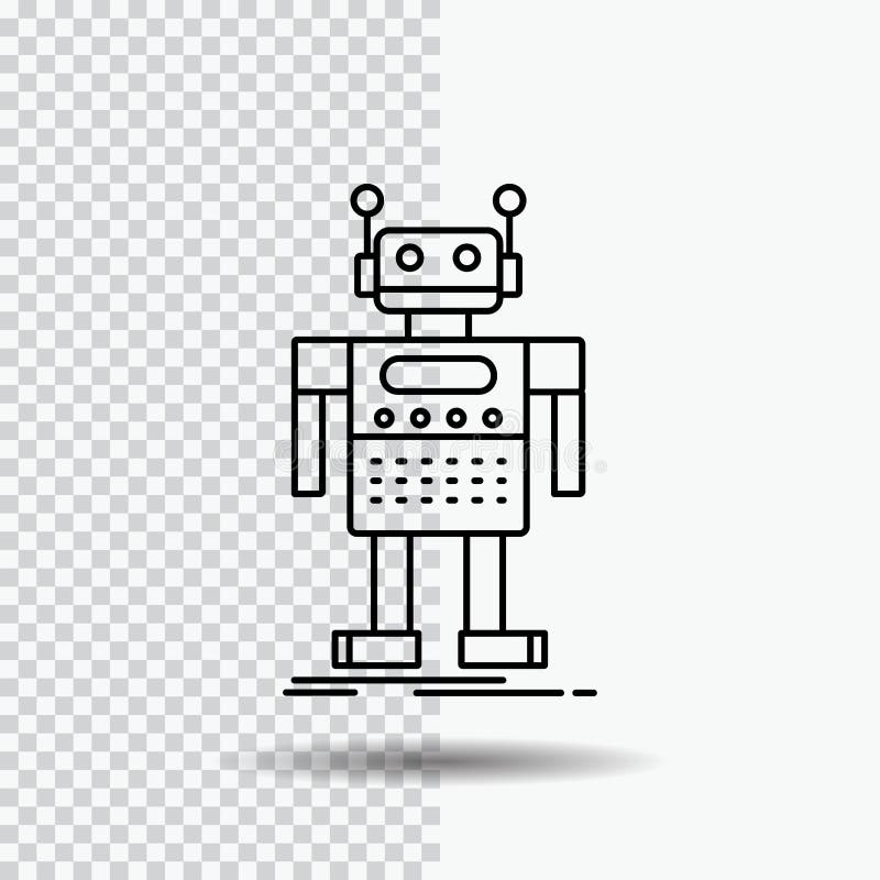 Robot, Android, artificial, bot, technology Line Icon on Transparent Background. Black Icon Vector Illustration stock illustration