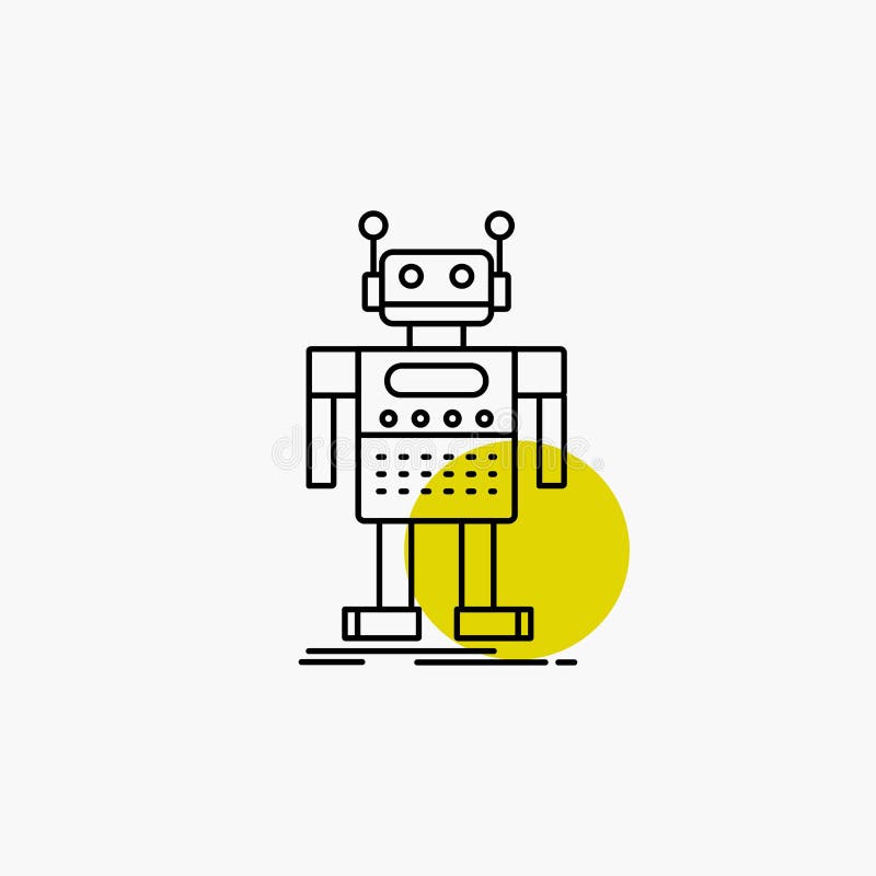 Robot, Android, artificial, bot, technology Line Icon royalty free illustration