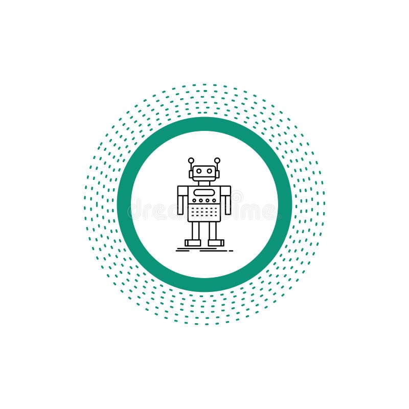 Robot, Android, artificial, bot, technology Line Icon. Vector isolated illustration stock illustration