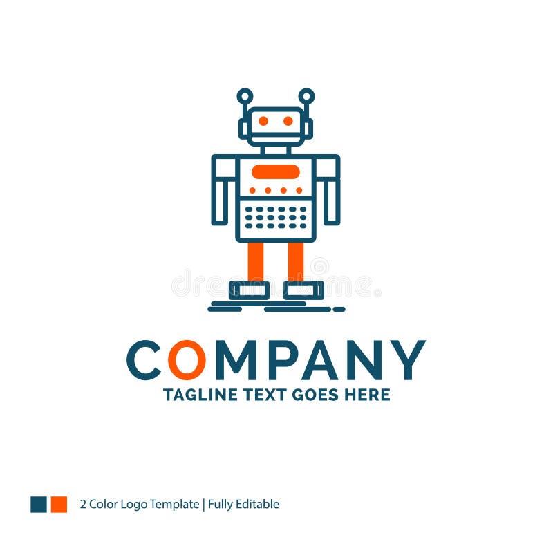 Robot, Android, artificial, bot, technology Logo Design. Blue an stock illustration