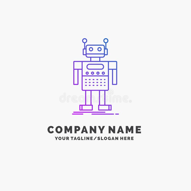 Robot, Android, artificial, bot, technology Purple Business Logo Template. Place for Tagline royalty free illustration