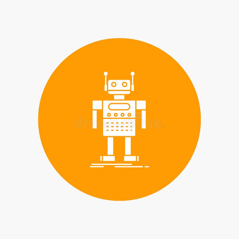 Robot, Android, artificial, bot, technology White Glyph Icon in Circle. Vector Button illustration vector illustration