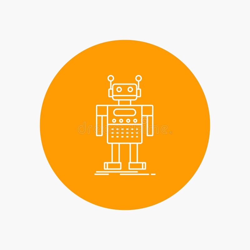 Robot, Android, artificial, bot, technology White Line Icon in Circle background. vector icon illustration stock illustration