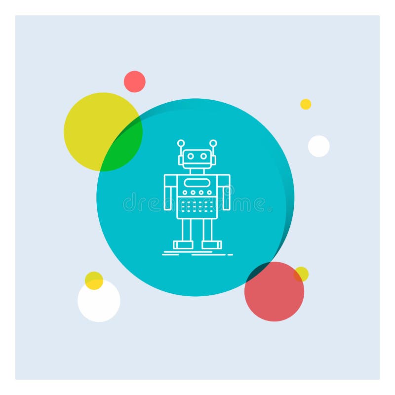 Robot, Android, artificial, bot, technology White Line Icon colorful Circle Background royalty free illustration