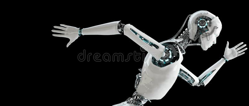 Robot android men running vector illustration