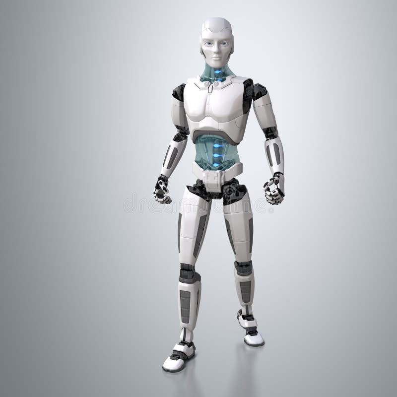 Robot android posing stock illustration