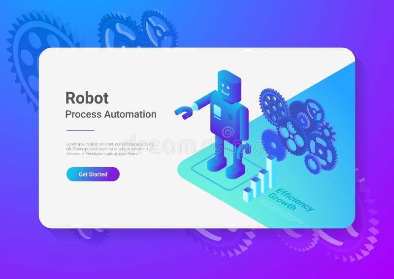 Robot Android retro Flat Isometric. Automation Tec stock illustration