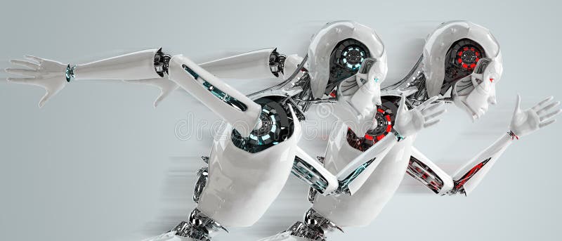 Robot android running stock illustration