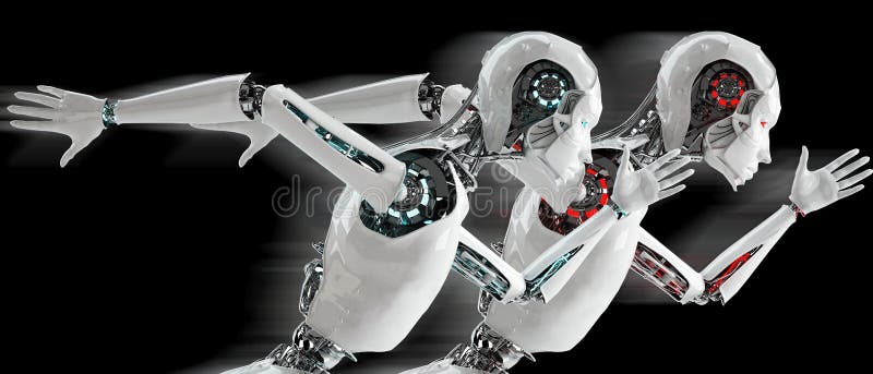 Robot android running stock illustration