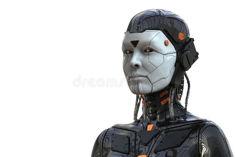 Robot Android Woman Humanoid - isolated in white background royalty free illustration