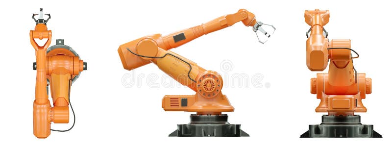 Robot arm manipulator at the factory. Industrial automation technology. Iot technology concept, smart factory. Digital vector illustration