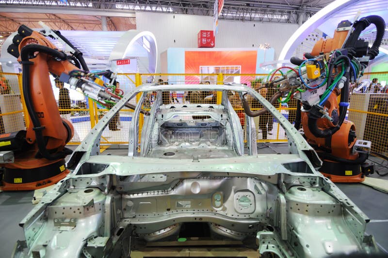 Robot Arm used in Car Construction royalty free stock photos Robot Arm used in Car Construction royalty free stock photos